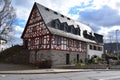 Lorch, Germany - 03 14 2022: stone based upper part half-timbered house