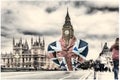 Lord Big Ben dressed in a flag of England, Brexit deal with EU or not deal, United Kingdom Royalty Free Stock Photo