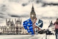 Lord Big Ben dressed in a flag of England and EU, deal or not deal, United Kingdom Royalty Free Stock Photo