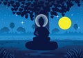 Lord of Buddha become enlightened under tree on Full moon night