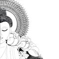 Lord buddha face artwork, mandala created in white and black Royalty Free Stock Photo