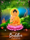 Lord Buddha in meditation for Buddhist festival Happy Buddha Purnima Vesak Royalty Free Stock Photo