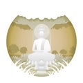 Lord of Buddha meditation sit on lotus flower with paper art design Royalty Free Stock Photo