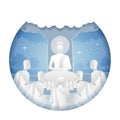 Lord of Buddha teach five ascetics to be enlighten with paper art design Royalty Free Stock Photo