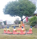 Lord buddha temple educations training his disciples, india Royalty Free Stock Photo