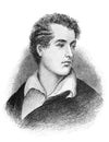 The Lord Byron George Gordon Byron`s portrait, an English poet, peer and politician who became a revolutionary in the old book