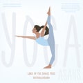 Lord of Dance (Natarajasana) asana. Vector illustrated poster template with girl doing yoga exercises