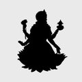 Lord devi Mahalakshmi vector flat black color silhouette Royalty Free Stock Photo