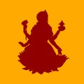 Lord devi Mahalakshmi vector flat brown color silhouette.