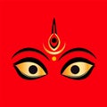 Lord Durga\'s eyes gesture with an angry style and golden look. Happy Navratri Post