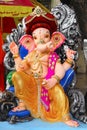 Lord Ganapati sculpture wearing Puneri Pagadi, during Ganesh Festival