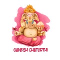 Digital art illustration of Lord Ganesh Chaturthi isolated on white. Vinayaka Chaturthi hindu festival to worship hgoly god Royalty Free Stock Photo