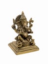 lord ganesh with four hands sitting brass statue with intricate details Royalty Free Stock Photo