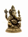 lord ganesh with four hands sitting brass statue with intricate details Royalty Free Stock Photo