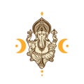 Lord Ganesh Image. God With Elephant Head. Vector Illustration