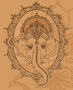 Lord Ganesha and beautiful indian style frame Royalty Free Stock Photo