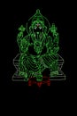 Lord Ganesha displayed in series of Green LED Lights