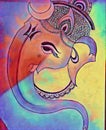 Lord Ganesha drowning colourful painting