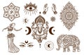 lord Ganesha, Elephant, Dance, Moon, On, Hand.