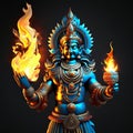 Lord Ganesha with fire on black background - 3D illustration Generative AI Royalty Free Stock Photo
