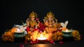 The Lord Ganesha and Goddess Laxmi - Hindu religion and Indian celebration of Diwali festival