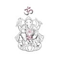 Lord Ganesha. Hinduism.Symbol of prosperity and overcoming obstacles. Hand drawn illustration. Sketch style. Yoga. Royalty Free Stock Photo