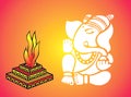 Lord Ganesha near Homa Royalty Free Stock Photo