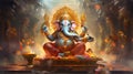 Lord Ganpati on Ganesh Chaturthi background Royalty Free Stock Photo