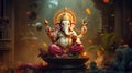 Lord Ganpati on Ganesh Chaturthi background Royalty Free Stock Photo