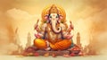 Lord Ganpati on Ganesh Chaturthi background Royalty Free Stock Photo