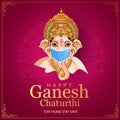 Lord Ganpati on Ganesh Chaturthi background. vector illustration. corona virus covid-19 concept Royalty Free Stock Photo