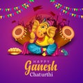 Lord Ganpati on Ganesh Chaturthi background. vector illustration off-white background