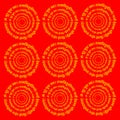 Lord Gayatri mantra round tyography in Devanagari letters. The mantra is a declaration of appreciation, to both the nurturing sun