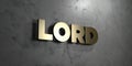 Lord - Gold sign mounted on glossy marble wall - 3D rendered royalty free stock illustration