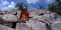 Lord hanuman statue made into the rocks at tourist place