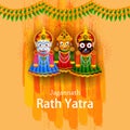 Lord Jagannath, Balabhadra and Subhdra in Rath Yatra holiday festival celebrated in Puri, Odisha India