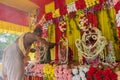 Lord Jagannath, Balaram and Suvodra, being worshipped, Ratha jatra festival, India