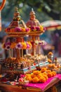Lord Jagannath festival, traditional Indian treats, national dishes and sweets, street carnival, festive fair, yellow Royalty Free Stock Photo