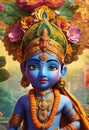 Lord krishna in blue color illustration Generative AI Royalty Free Stock Photo