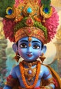 Lord krishna in blue color illustration Generative AI Royalty Free Stock Photo