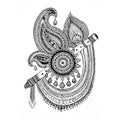 Krishna flute artwork, mandala pen art half sketch paper hand drawing