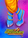 Lord Krishna in Happy Janmashtami festival background of India Royalty Free Stock Photo