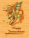 Lord Krishna on Happy Janmashtami holiday festival background