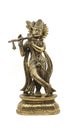 lord krishna playing flute shiny bronze statue Royalty Free Stock Photo