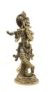 lord krishna playing flute shiny bronze statue