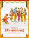 Lord Ram, Sita, Laxmana, Hanuman, Bharat and Shatrughna in Ram Darbar for Dussehra Navratri festival Royalty Free Stock Photo