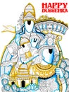 Lord Ram, Sita, Laxmana, Hanuman and Ravana in Dussehra Navratri festival of India poster