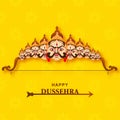 Lord Rama with arrow killing Ravana ten heads in happy dussehra background Royalty Free Stock Photo