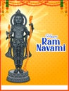 Lord Rama with bow arrow with Hindi text meaning Shree Ram Navami celebration background for religious holiday of India