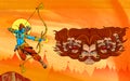 Lord Rama with bow arrow killimg Ravana Royalty Free Stock Photo